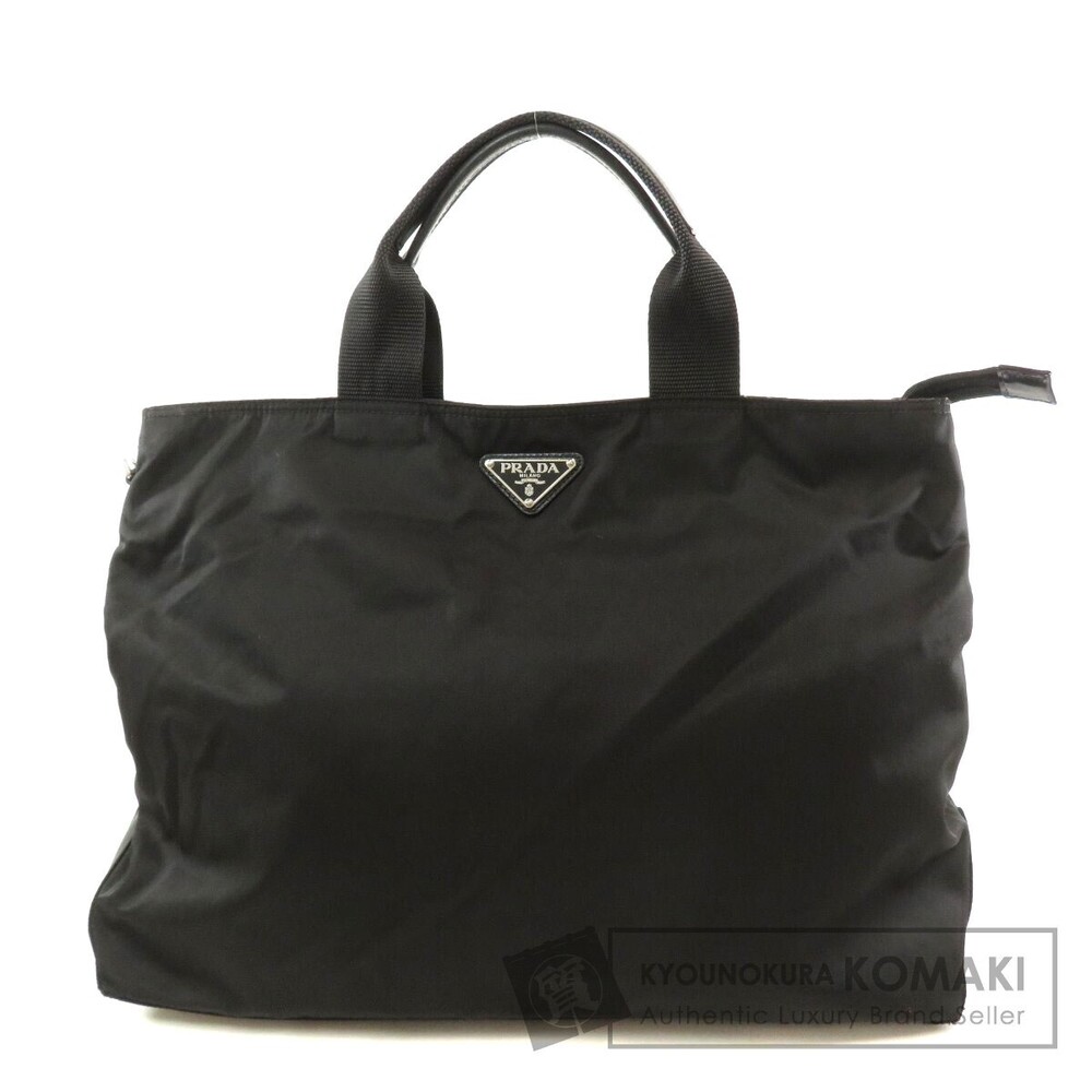 Prada Tessuto tote Shoulder bag leather trim Black